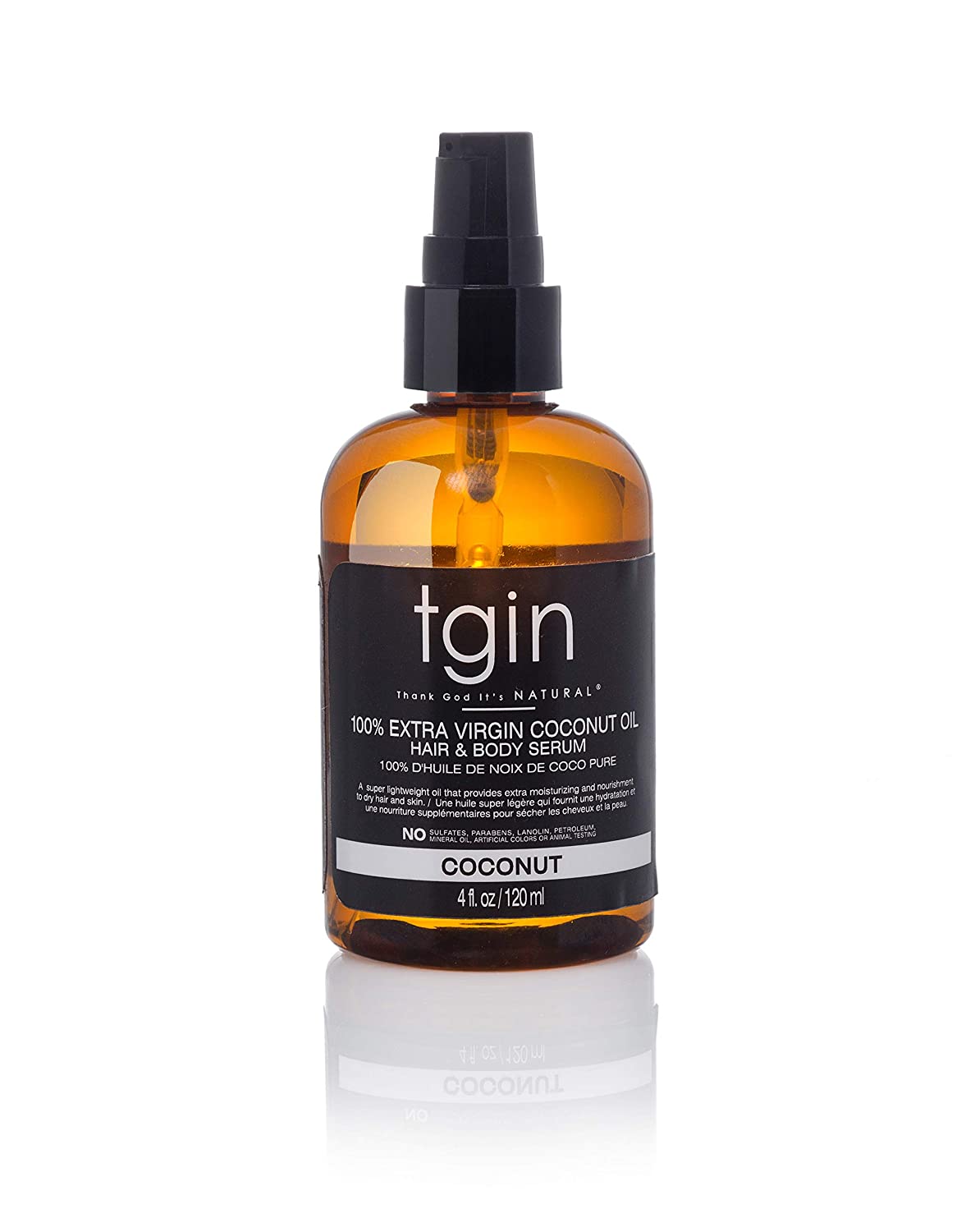 TGIN 100% Extra Virgin Coconut Oil Hair and Body Serum 4oz